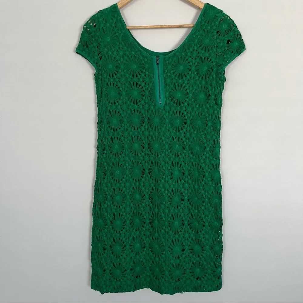 Anthropologie Cluny by Cynthia Steffe Green Crochet Lace Mini Dress, Size 2 NWOT